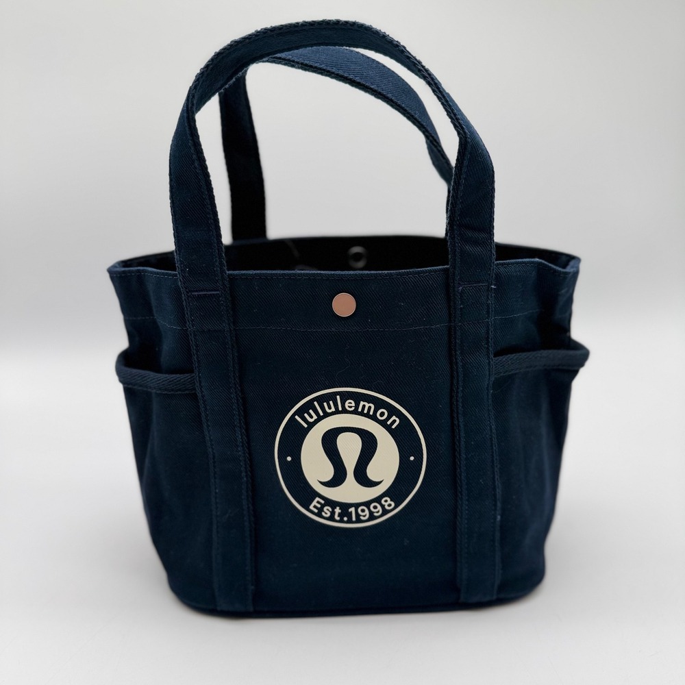 Lululemon Daily Multi-Pocket Canvas Tote Bag Navy Blue Est 1998 Small